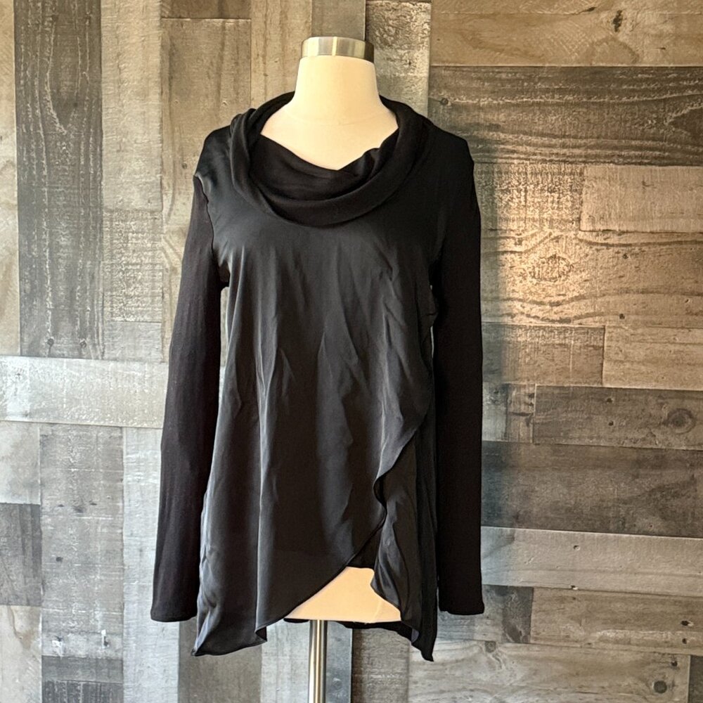Anthropologie Deletta black cowl neck sweater large draped dark romantic witchy - Picture 4 of 10